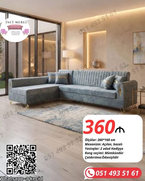 Künc divan, Yeni, Açılan, Bazalı, Parça, Çatdırılma yoxdur — Bakı