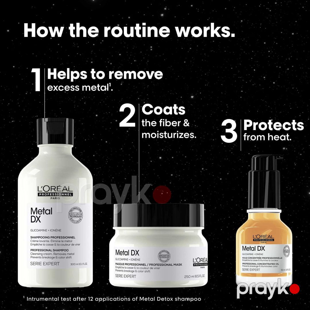 Qulluğ üçün kosmetika dəsti L'Oréal Professionnel Metal Detox Trio saç üçün, metal hissəcikləri təmizləyən 3 mərhələli peşəkar dəst (şampun + maska + qoruyucu yağ/krem) - 3474637324643 — Mallar, Bakı (2)