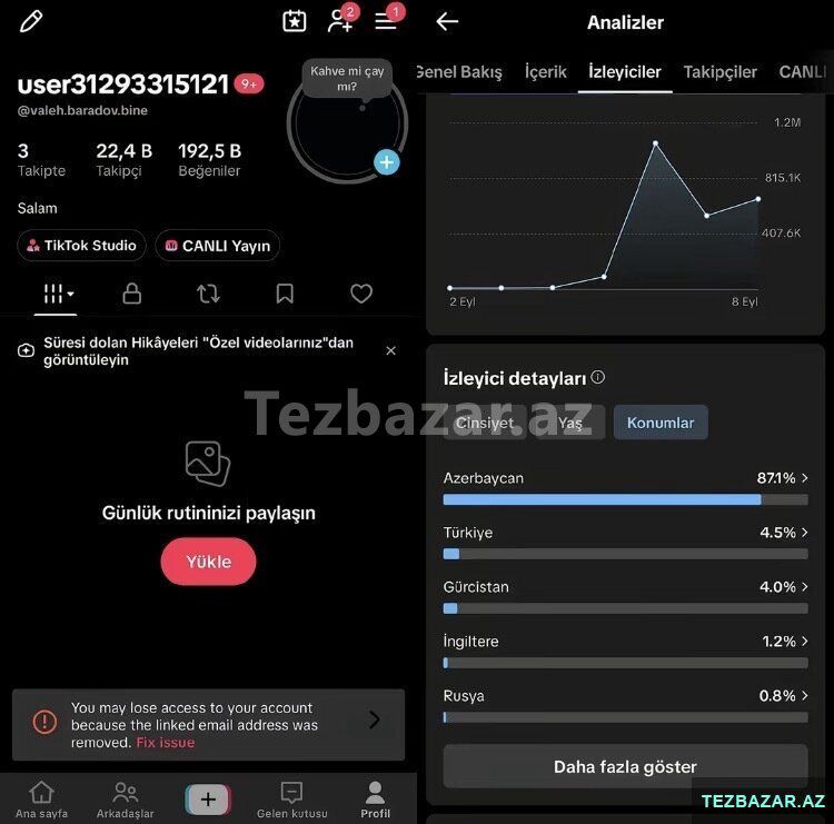 Tiktok profili — Oyunlar, konsollər və proqramlar, Füzuli