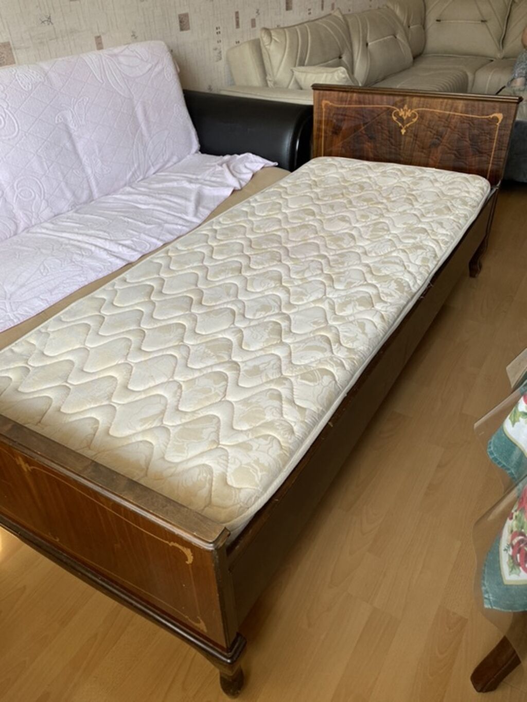 Tək nəfərlik taxta çarpayı və ortopetik döşək dəsti - Ölçü: 97×198 sm — Yataqlar, Bakı (2)