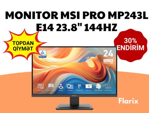 Monitor MSI PRO MP243L E14 23.8" 144Hz — Bakı