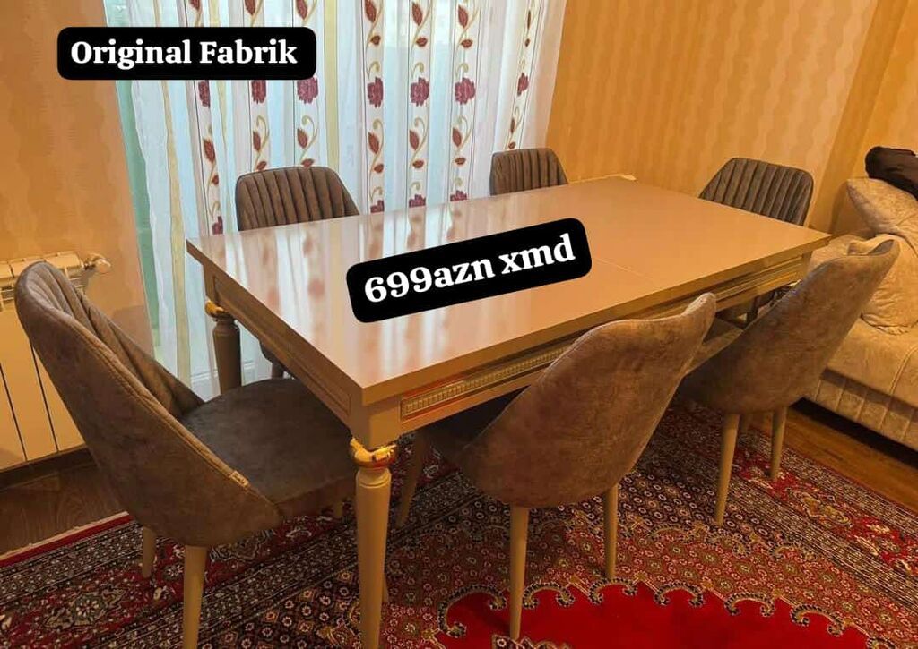 Yemək otağı üçün dəst – masa və 6 ədəd stul - Original Fabrik — Masalar və stullar, Bakı