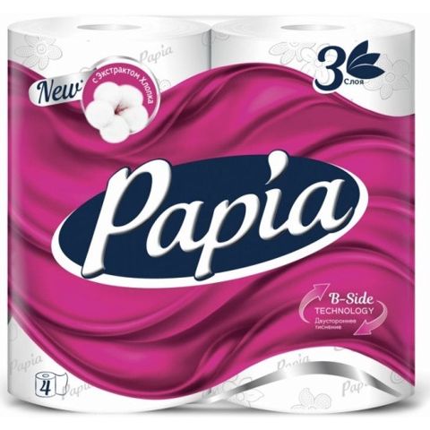 Tualet kağızı Papia, 3 qat, 4 rulon — Bakı