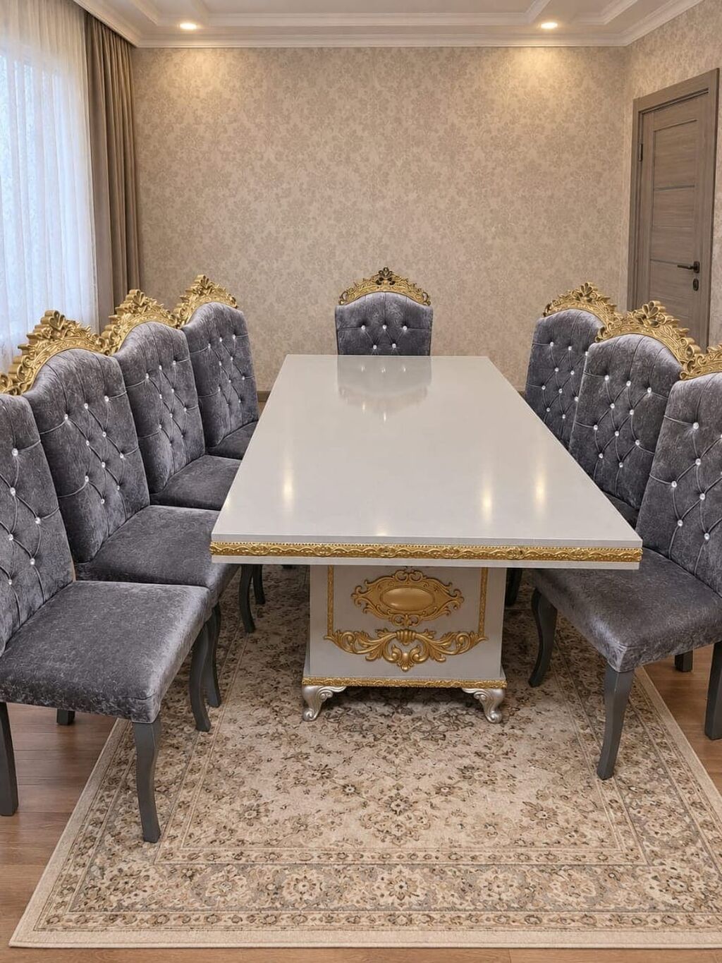 Masa dəsti 8 stulla 450₼. Ünvan Yeni Günəşli Meh — Mebel, Bakı