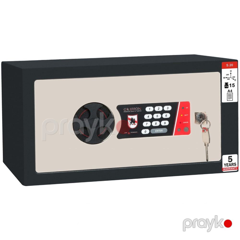 Seyf Griffon S.20.K.E, elektron kodlu kilid və açar ilə, 20x38x26 sm — Mallar, Bakı