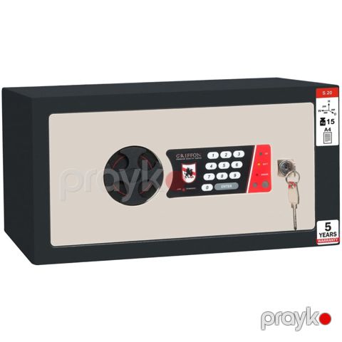 Seyf Griffon S.20.K.E, elektron kodlu kilid və açar ilə, 20x38x26 sm — Bakı