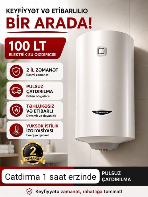 Ariston 100 l, Yeni, Kredit yoxdur, Pulsuz çatdırılma, Rayonlara çatdırılma — Bakı
