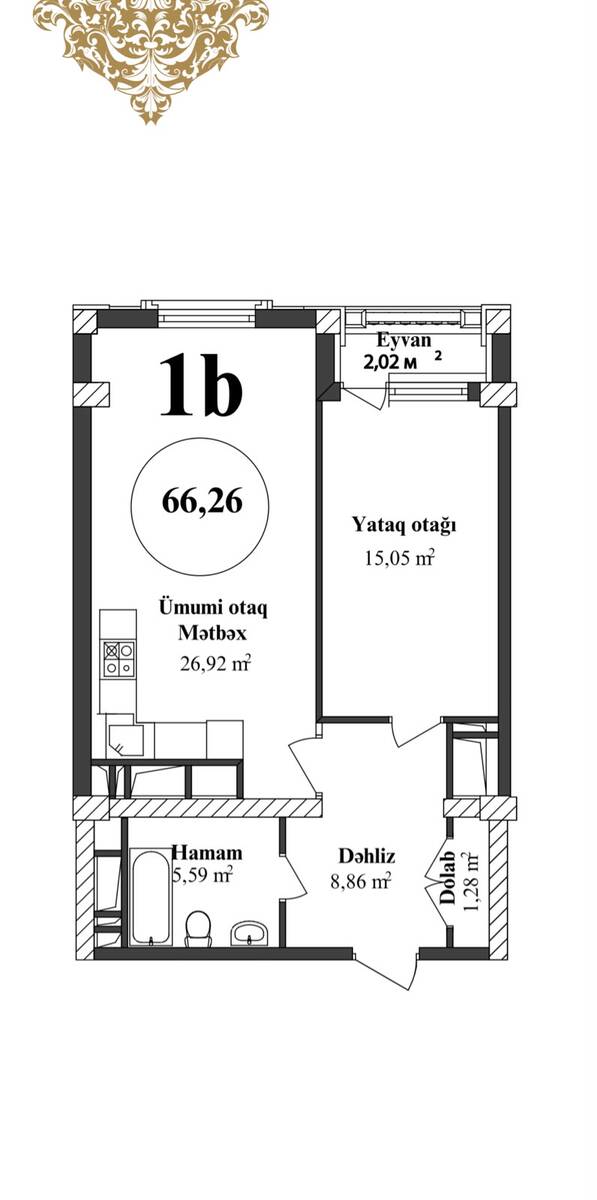 Satılır 2 otaqlı yeni tikili 67 m² — Mənzil, Bakı (7)
