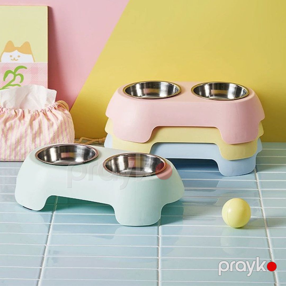 Pişiklər və itlər üçün yem və su qabı dəsti, plastik/polad, yaşıl — Mallar, Bakı (2)