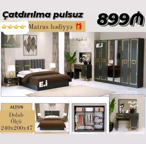 Yataq otağı dəsti – Altun model Paket tərkibi: - 1 ədəd iki nəfərlik — Bakı