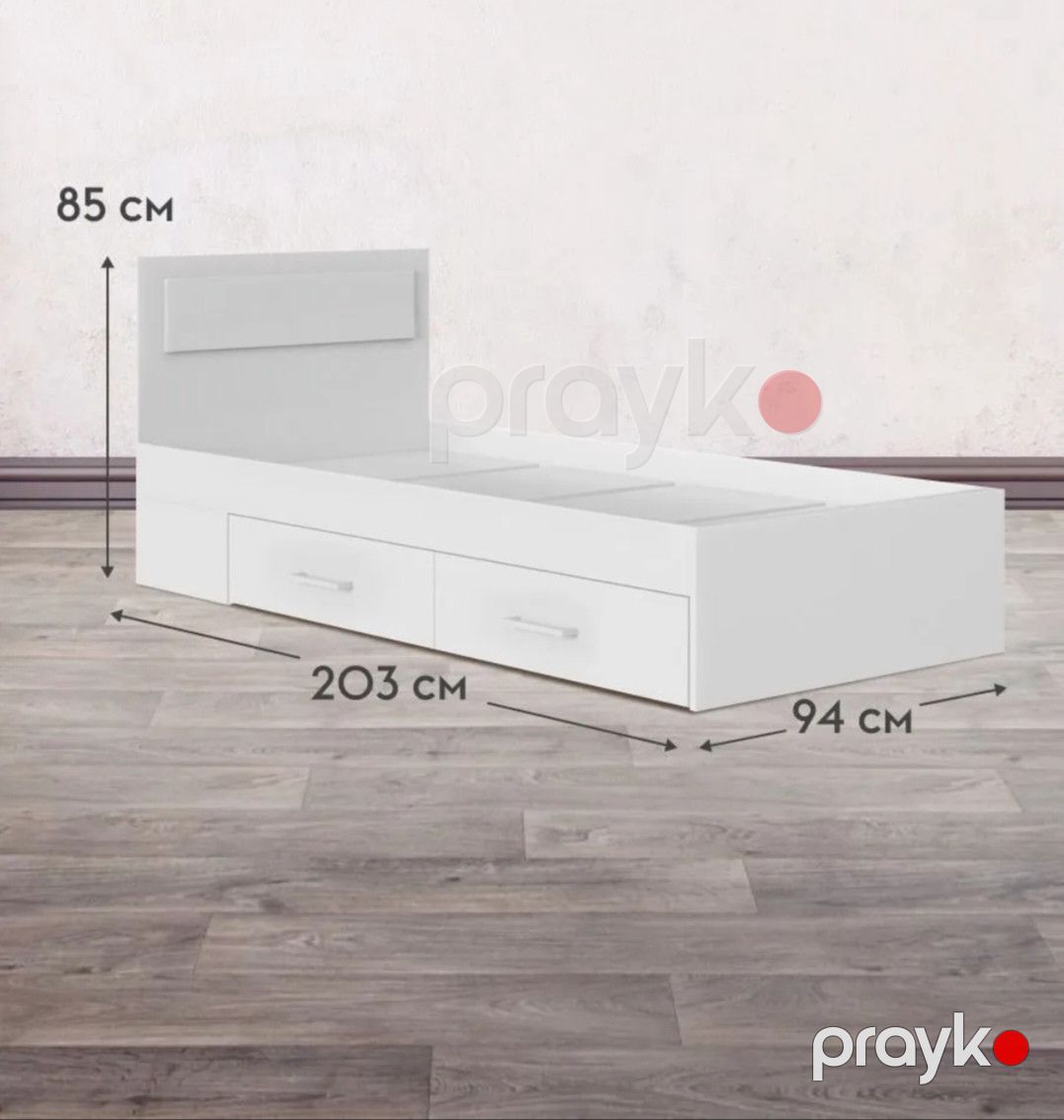 Bir nəfərlik çarpayı SO 007, laminat, ağ, 94x203.2x85 sm — Mallar, Bakı (2)
