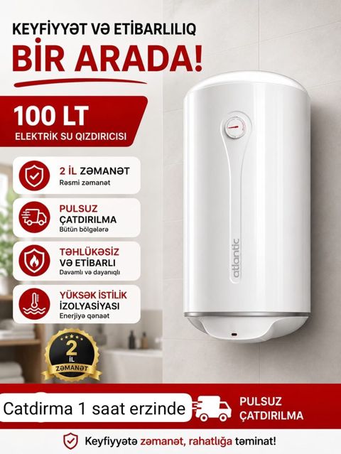 Ariston 100 l, Yeni, Kredit yoxdur, Pulsuz çatdırılma, Rayonlara çatdırılma — Bakı