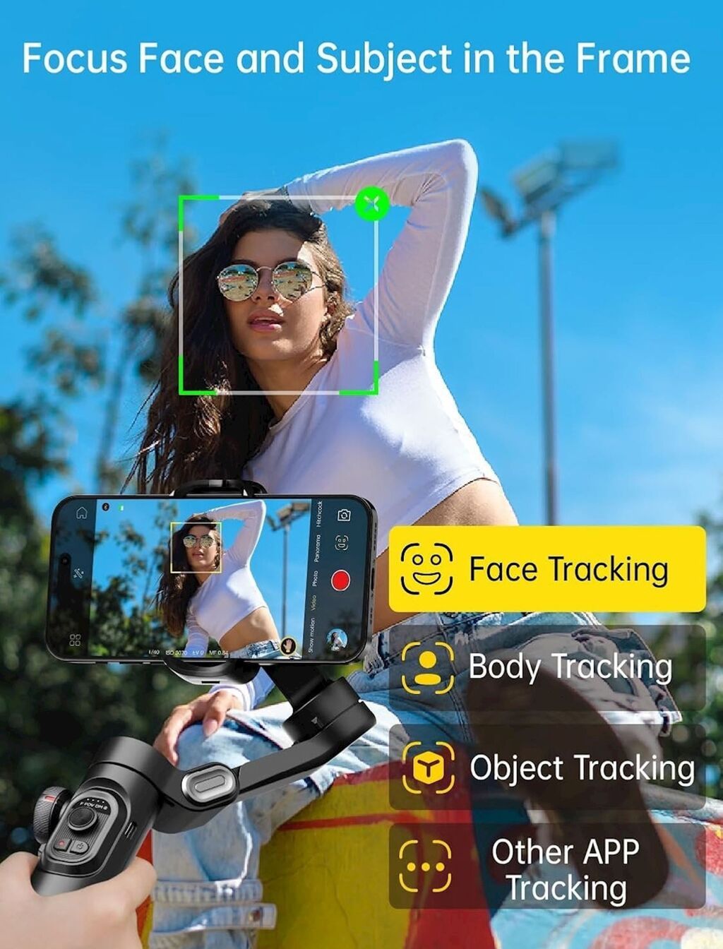 Aochuan smartfon stabilizatoru (gimbal) - 3 oxlu stabilizasiya: hamar — Tripod, steadicam, video işıq, Bakı (6)