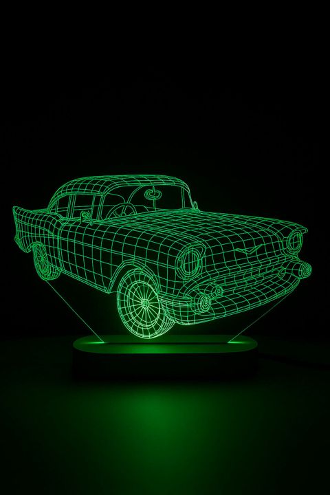 3D LED Akril Masaüstü Lampa, Klassik Sport Avtomobil, Yaşıl, 15x20 sm - lightdekor292 — Bakı