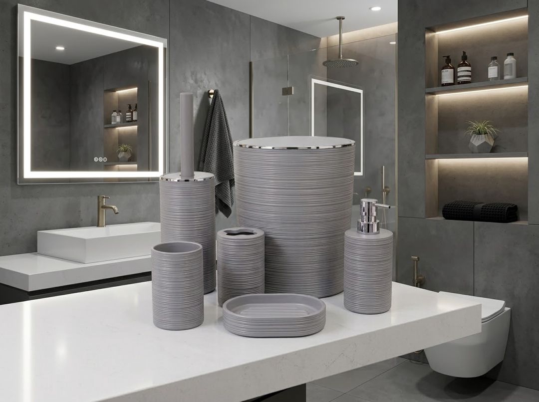 Hamam otağı dəsti Homara, 5 əşya, boz — Mallar, Bakı (3)