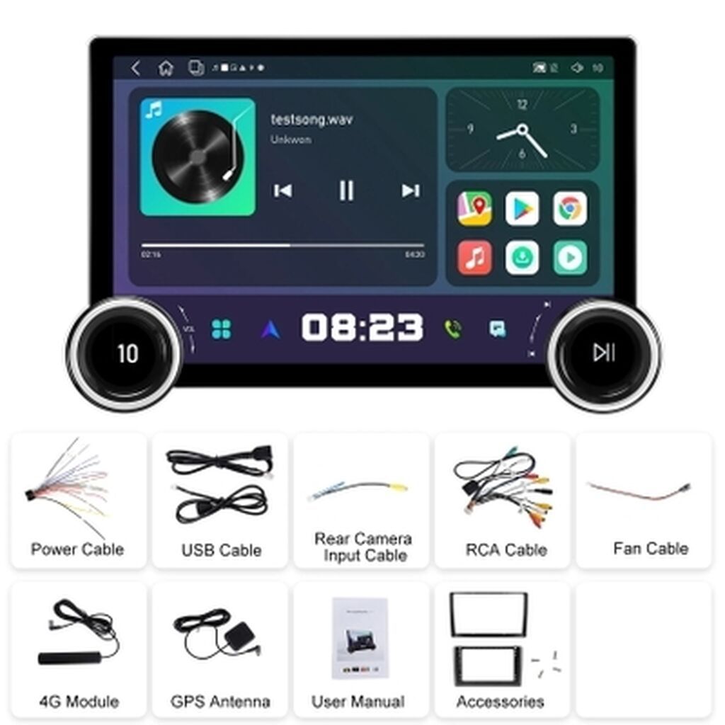 Manitor daimond 8RAM 64 yaddaş 2PORT USB flaşkart 512 GB dəstəkləmə — Avtomobil televizorları və monitorları, Bakı (8)