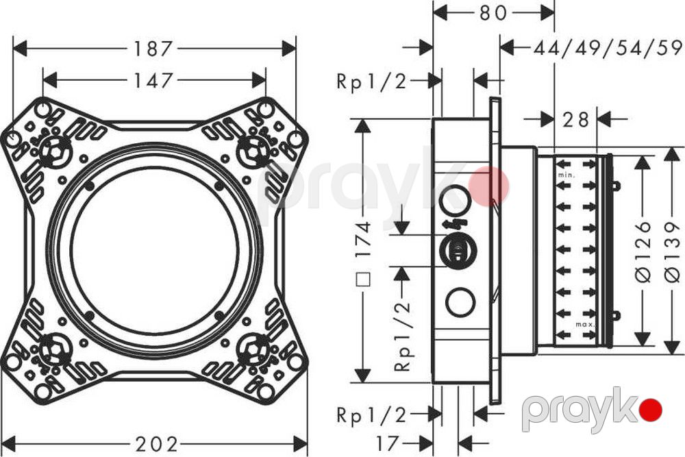 Divar içi duş qarışdırıcısının dəsti Hansgrohe iBox Universal 2 — Mallar, Bakı (3)