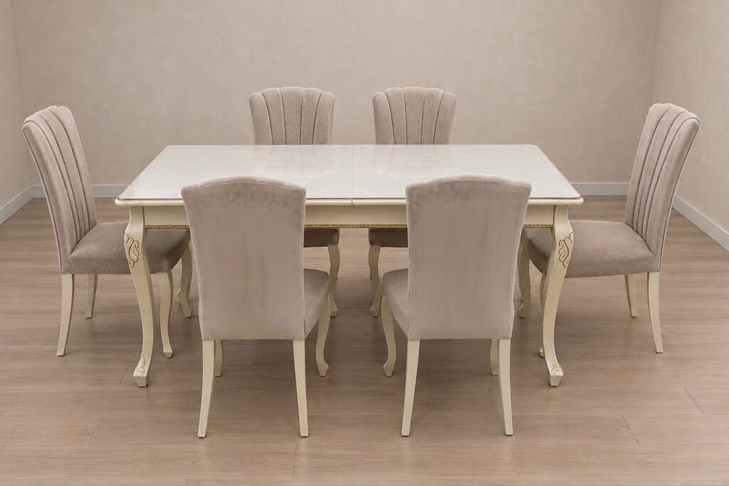 Qonaq otağı üçün, İşlənmiş, Kvadrat masa, 6 stul — Masalar və stullar, Bakı