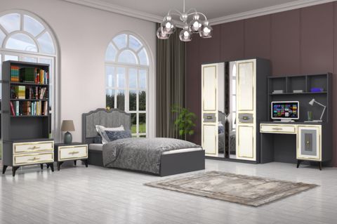 Uşaq mebel dəsti Tesla, laminat, 1 əd çarpayı, 1 əd şkaf, yataq yanı tumba, 1 əd matras, 1 əd kitab dolabı, 1 əd yazı masası — Bakı