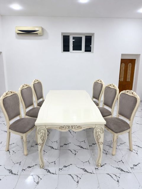 Qonaq otağı üçün, İşlənmiş, Dördbucaq masa, 6 stul — Bakı