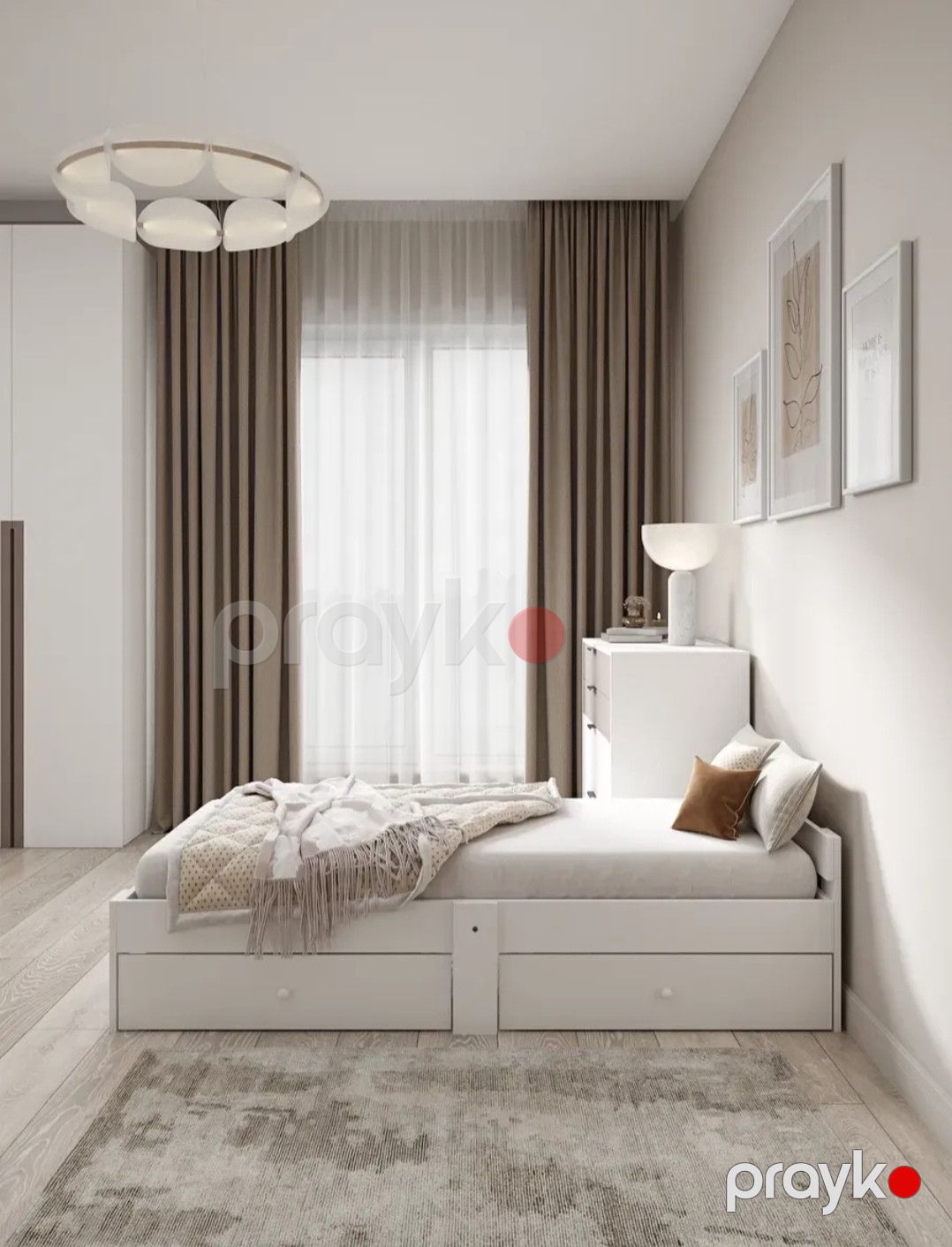 Bir nəfərlik çarpayı SO 009, laminat, ağ, 80x200x55 sm — Mallar, Bakı (2)