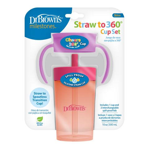 Borucuqla fincan Dr. Brown’s Milestones 2-si 1-də, çəhrayı, 9+ ay — Bakı