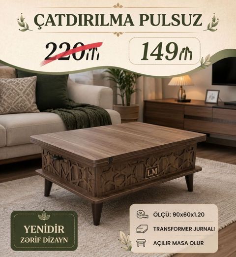 Düz masa, Transformer, Təkərsiz, Zəmanətsiz — Jurnal masaları