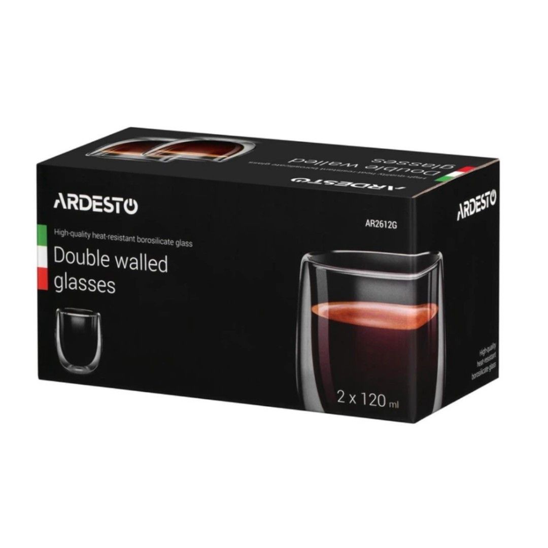 Stəkan dəsti Ardesto AR2612G, borosilikat şüşə, şəffaf, 120 ml, 2 əd — Mallar, Bakı (2)