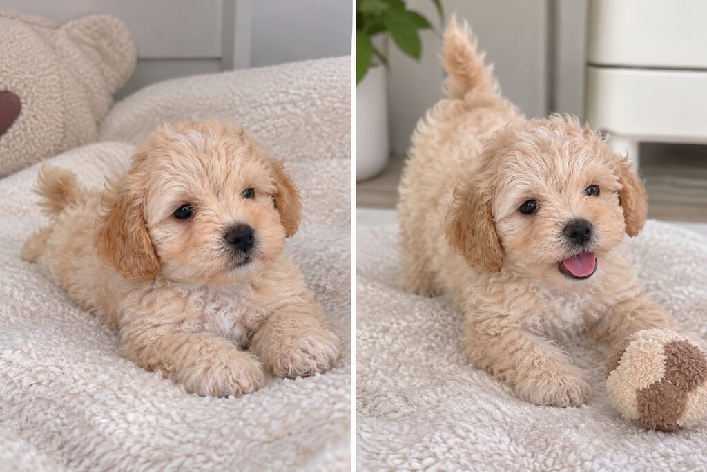 Mini ölçülü, krem rəng tonlarında, qıvırcıq tüklü balaca Maltipoo F1 — Köpəklər, Digah (2)