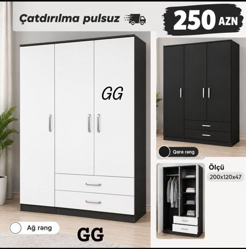 Yeni və Sifarişlə Dolab 250 azn Ölçü:200×47×120 Təhvil qisa zamanda — Bakı
