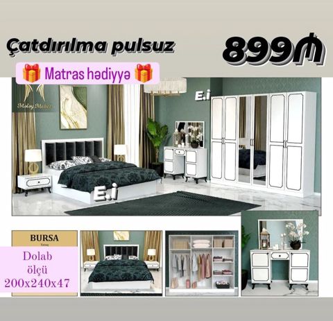 Bursa yataq otağı dəsti Komplekt: 6 qapılı dolab (güzgülü orta — Bakı
