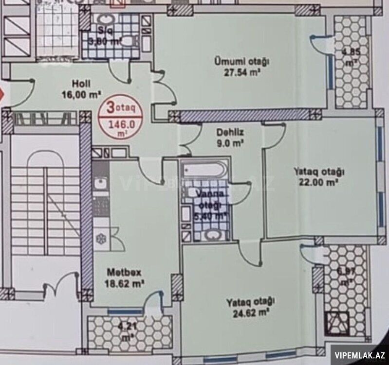 Yasamal rayonunda 3 otaqlı Yeni tikili Satılır, 146 m² — Mənzil, Bakı (4)