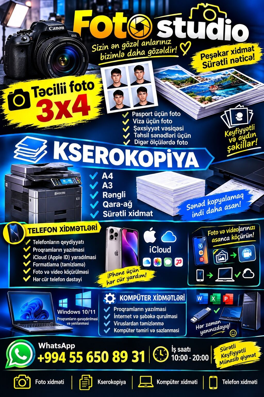 Foto Studio – foto, kserokopiya və texniki xidmətlər Foto xidməti — Foto, video xidmətləri, Xırdalan