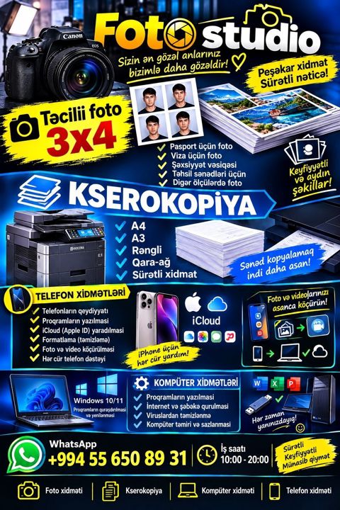Foto Studio – foto, kserokopiya və texniki xidmətlər Foto xidməti — Xırdalan