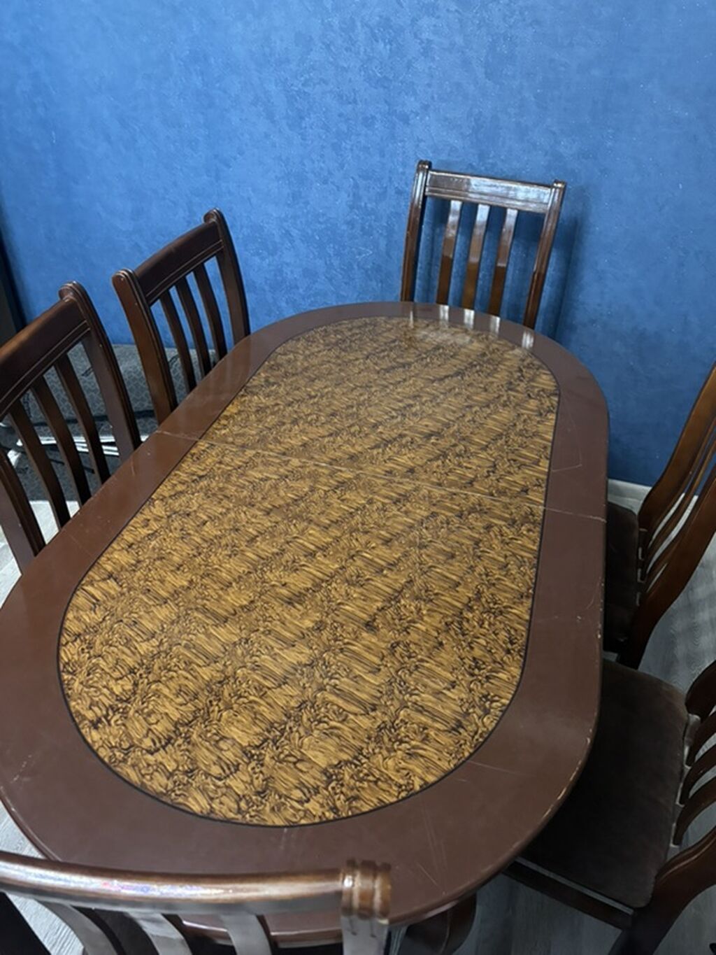 Yemək otağı dəsti – oval masa və 6 ədəd stul satılır vəziyyəti əladır — Masalar və stullar, Digah (3)