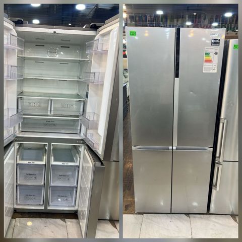 Dörd qapılı, inox rəngli Side-by-Side tipli soyuducu-dondurucu. Əsas — Digah
