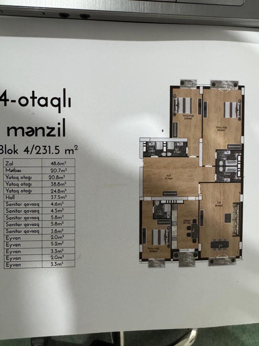 Satılır 4 otaqlı yeni tikili 231 m² — Mənzil, Bakı (3)
