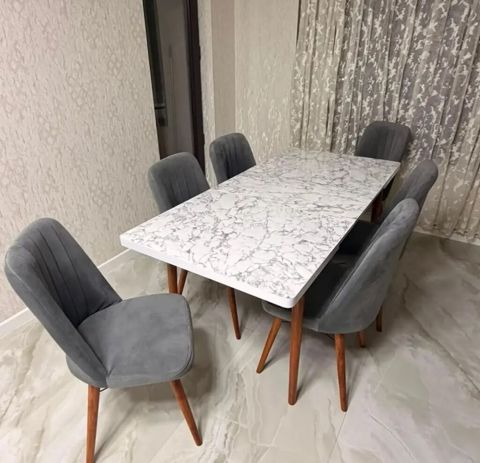 Mətbəx üçün, İşlənmiş, Açılmayan, Dördbucaq masa, 6 stul — Novxanı