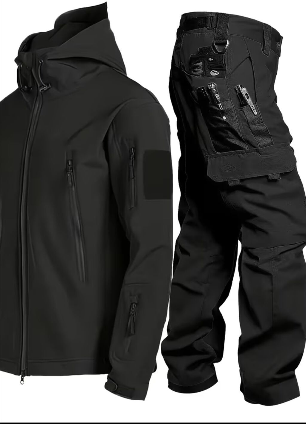 Uniseks taktiki outdoor dəst – qara rəng - 2 hissə: kapüşonlu — İdman geyimi, Bakı