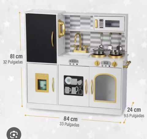 Uşaq Oyuncaq Mətbəx Dəsti – ağ/qızılı dizayn eni84sm uzunu 81sm — Bakı