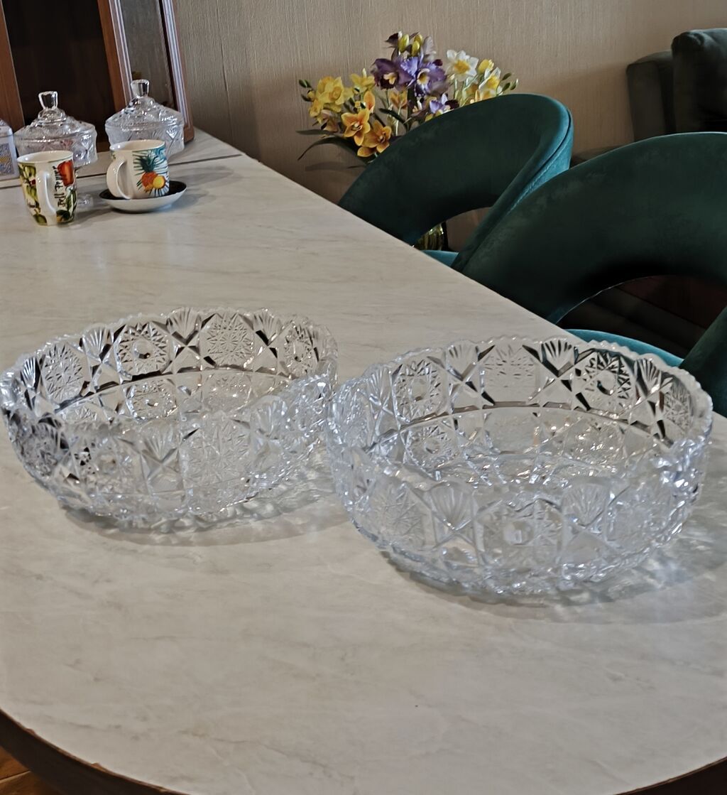 Kəsimli kristal salat qabları – 2 ədəd dəst 1 ədədi 15 manata, cütü — Süfrə qabı, Bakı (3)