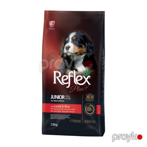 Quru yem Reflex Maxi Junior iri cinsli küçüklər üçün, quzu əti və düyü ilə, 18 kq — Bakı