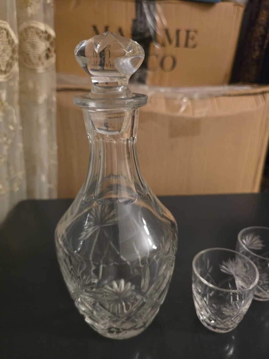 Kristal karaf və 4 stəkandan ibarət dəst - Material: şəffaf kəsimli — Süfrə qabı, Gəncə (2)
