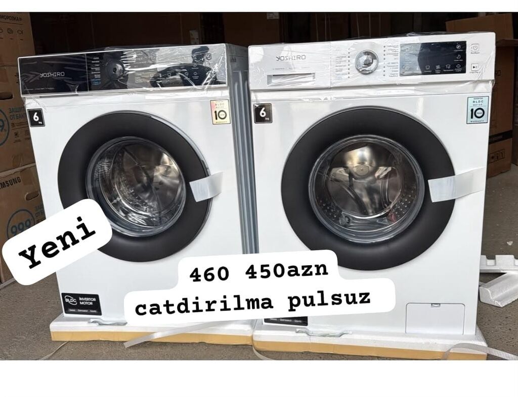 Yoshiro paltaryuyan maşın – 6 kq yuma tutumu, inverter motor, elektron — Çamaşır maşınları, Bakı