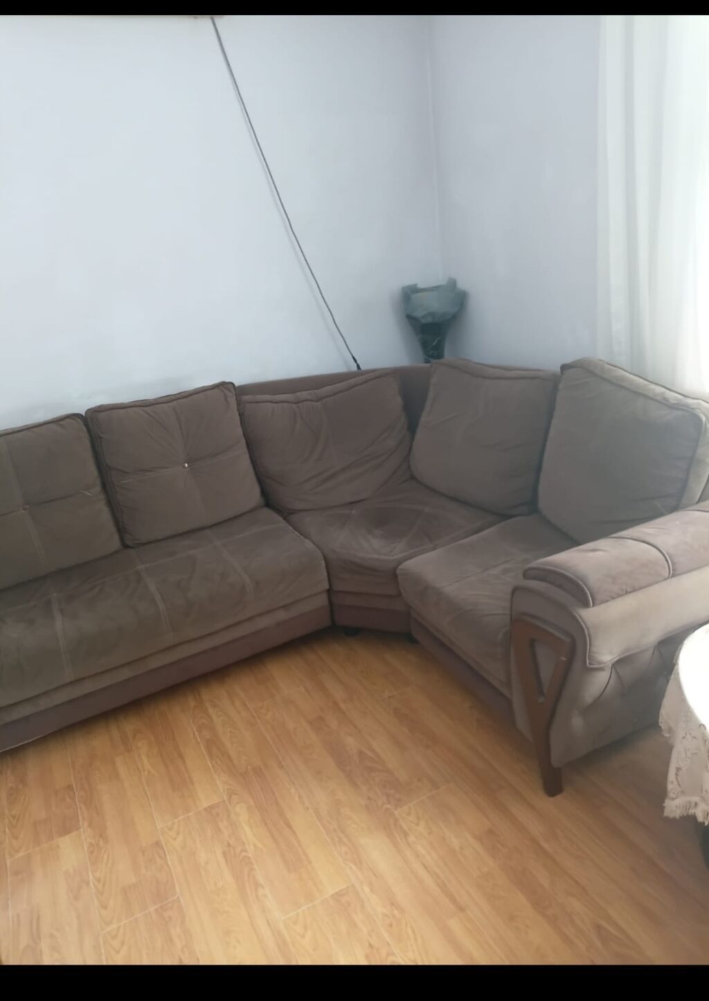 Künc divan – L formalı, qəhvəyi rəng. - Modul quruluş: uzun 3 — Divanlər, Masazır (5)