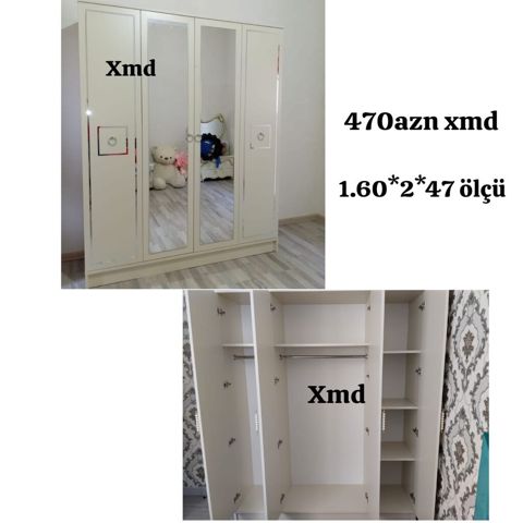 Üçqapılı paltar şkafı – güzgülü ön hissə ilə. Ölçü: 1.60 2 0.47 m — Sumqayıt