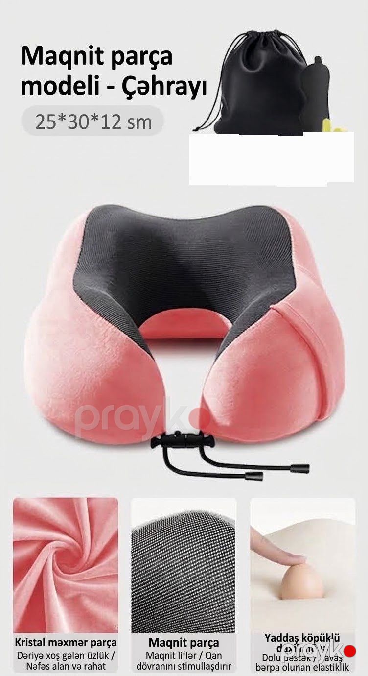 Boyun yastığı, çəhrayı, memory foam/məxmər — Mallar, Bakı (2)
