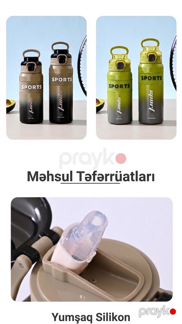 Termos 7350, paslanmayan polad, qara, 600 ml — Mallar, Bakı (2)