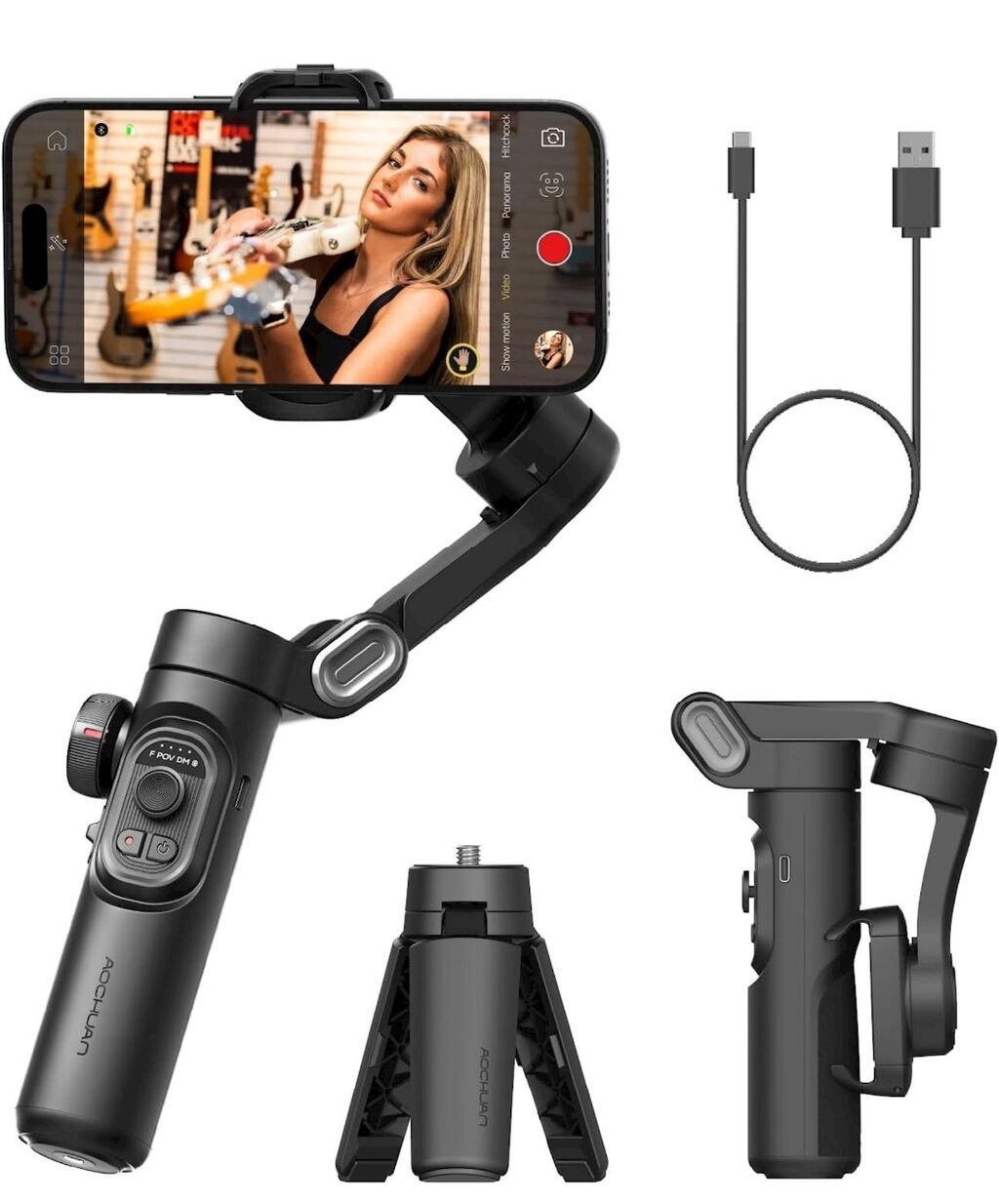 Aochuan smartfon stabilizatoru (gimbal) - 3 oxlu stabilizasiya: hamar — Tripod, steadicam, video işıq, Bakı (7)