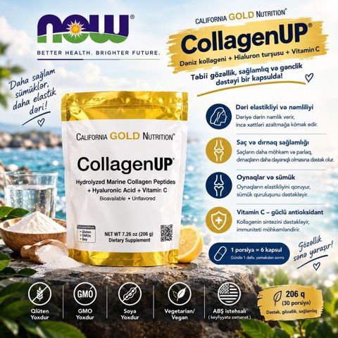 California Gold Nutrition CollagenUP – dəniz kollageni + hialuron — Bakı